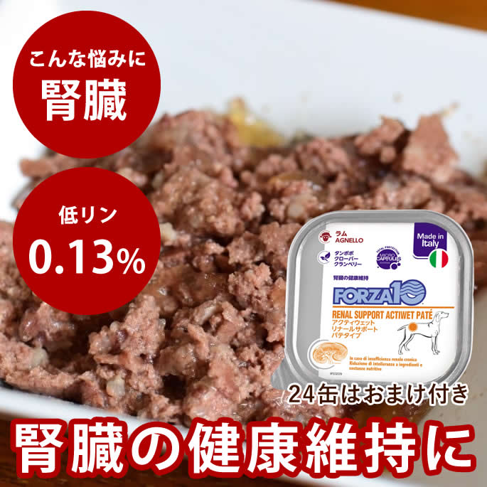 【P2倍＆割引クーポン配布中】犬用 FORZA10療法食　アクティウェット リナールラム(腎臓ケア)　100g　24缶はサプリメントのおまけ付き (フォルツァディエチ)　　パテタイプ　リナール アクティ ウェット フォルツァ10 犬 缶詰 腎臓サポート
