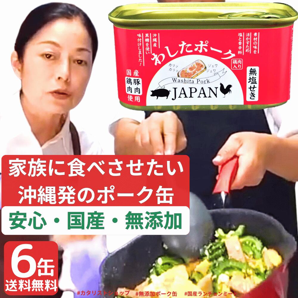10時～ 15%OFFクーポン利用で3,706円 限定 6缶 わしたポーク JAPAN 備蓄 非常食 食料 缶詰 備蓄用 缶詰め 詰め合わせ まとめ買い 国産 無添加 無塩せき 送料無料 防災 長期保存 ポーク 発色剤 不使用