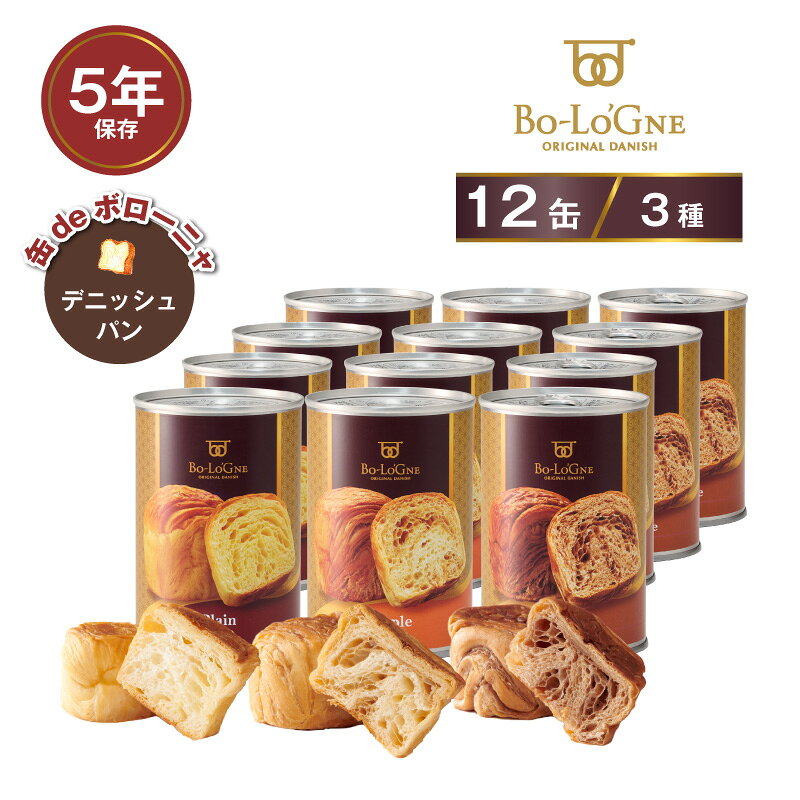 5年保存 非常食セット パン 缶詰 保存缶 缶deボローニャ 12缶セット 1缶/2個入 プレーン チョコ メープル デニッシュパン