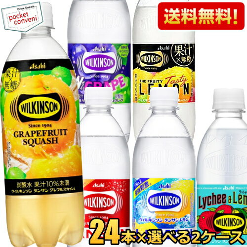 ウィルキンソン タンサン 炭酸水 送料無料 アサヒ 500mlPET 48本(24本×選べる2ケース) ノーマル レモン ウイルキンソン ダブルグレープ レモン 割り材 炭酸水 ソーダ水 フルーティー レモン ピーチ GO グレフル グレープフルーツ