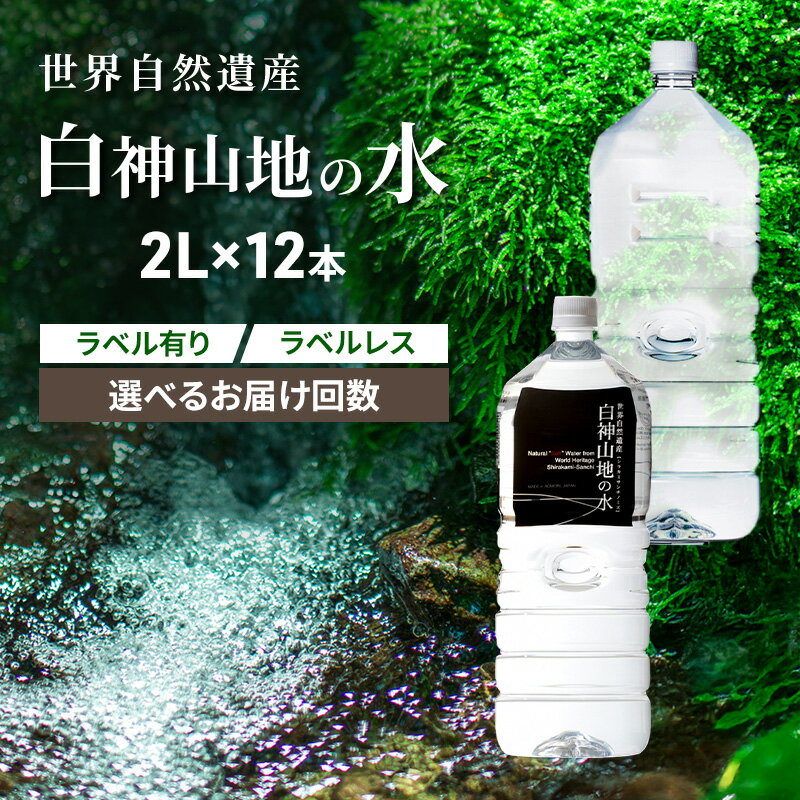 【ふるさと納税】白神山地の水 2L×12本 ラベルレス 選べる 定期便 ナチュラルウォーター 飲料水 軟水 超軟水 非加熱 弱酸性 湧水 湧き水 水 ペットボトル 青森県 鰺ヶ沢町 国産 ミネラルウォーター
