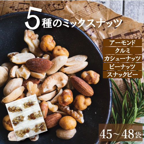 ミックスナッツ 塩味 ナッツ 小分け ほんのり塩味ミックスナッツ 500g（45個-48個入り）みっくすなっつ アーモンド カシューナッツ クルミ ピーナッツ スナックピー 赤穂の塩 有塩 塩付き 塩あり おやつ おつまみ 家呑み 健康 個包装 小袋 お徳用 個包装だから携帯に便利