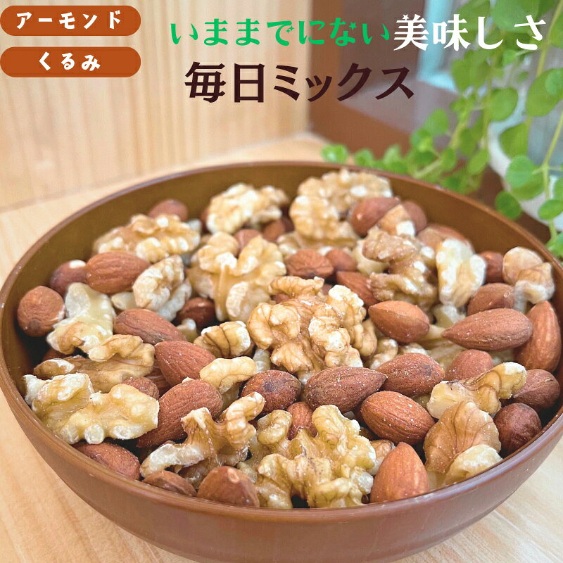 ミックスナッツ 1kg 毎日ミックスナッツ アーモンド クルミ 2種類ミックスナッツ アメリカ産 高品質 大人気 ミックスナッツ 素焼きミックスナッツ おやつ おつまみ ヘルシー 健康【無添加・無塩・植物油不使用】