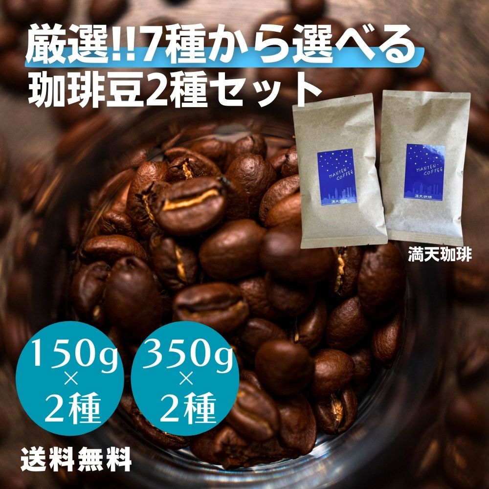 【7種から2種選べる】コーヒー豆 お試し 飲み比べ（300g/700g）｜豆or粉（極細～粗挽き）150g 350g コーヒー 自家焙煎 満天珈琲 福袋 マンデリン グァテマラ コロンビア エチオピア アイスコーヒー ブラジル タンザニア