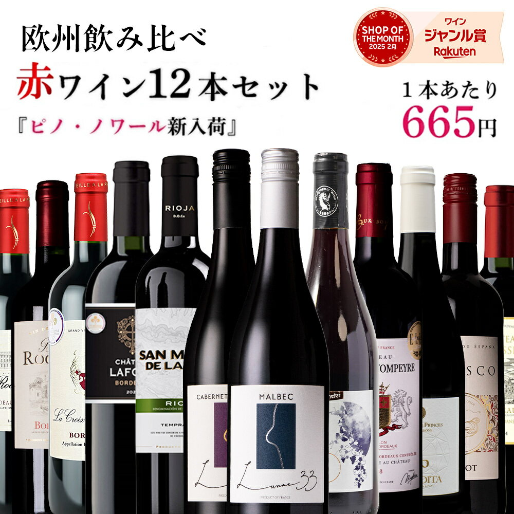 【単品合計価格15,000円超→7,980円】赤ワイン セット 飲み比べ 12本 ワイン 福袋 ヨーロッパ フランス スペイン 欧州セット ボルドー メドック キャンティ ギフト 送料無料 宅飲み アルコール ワインセット