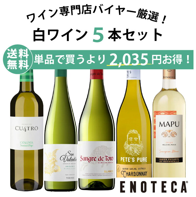 【送料無料】ワイン ワインセット エノテカ直輸入 バイヤー厳選白ワイン好きのための辛口白ワイン5本セット EB4-1 [750ml x 5]【AM9時迄最短当日出荷】