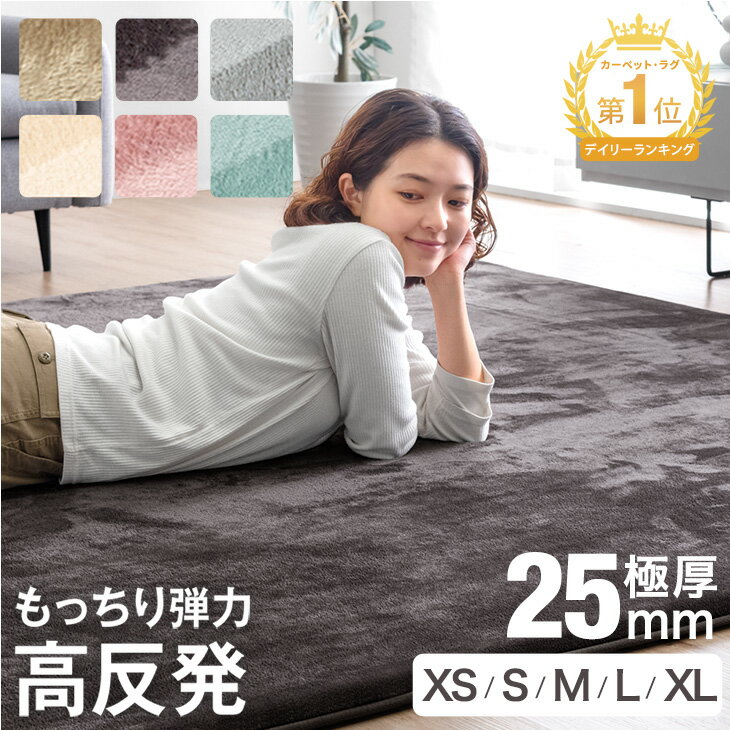 【本日5%引クーポン】 楽天1位 高反発 ラグ 厚手 【防音＆クッション性UP】 極厚 25mm フランネル 防音 滑り止め 1畳 1.5畳 2畳 3畳 4畳 マイクロファイバー ラグマット カーペット 90×180 130×185 185×185 200×250 200×300 春 夏 絨毯 ホットカーペット対応