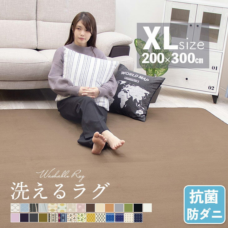 【ジャンル大賞！】 ラグ 洗える 200×300 ラグマット 滑り止め付 西海岸 絨毯 マット ラグカーペット 北欧 カーペット おしゃれ ホットカーペット対応 リビング 洗えるラグ 春 夏 ウォッシャブル リビング