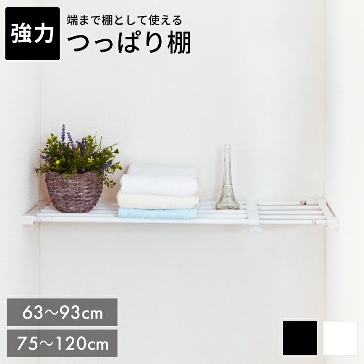 つっぱり棚 伸縮タイプ 63～93cm/75～120cm 突ぱり強力伸縮棚【 突ぱり 突っ張り 壁面収納 隙間収納 収納ラック 伸縮棚 つっぱり棚 突ぱり棚 突っ張り棚 突っ張り つっぱり ラック】[10flat]
