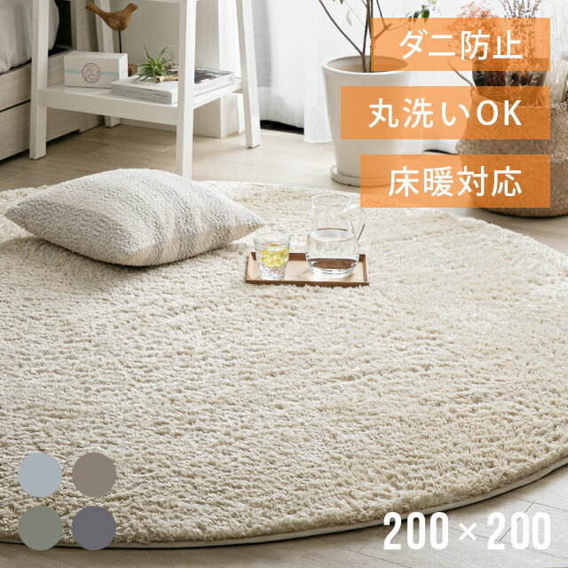 [クーポンで5%OFF] ラグ 円形ラグ シャギーラグ 北欧 rug 200×200 円形 シャギーラグ 洗える マイクロファイバーシャギー Z4糸 ラグマット 滑り止め カーペット 冬用 楕円 夏用 おしゃれ オシャレ