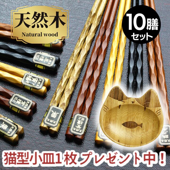 ＼猫型小皿1枚プレゼント／【 送料無料 メール便限定】ねじり 銘木箸 10膳 セット 女性 男性 持ちやすい 22.5cm サイズ | 箸 お箸 おはし おしゃれ プレゼント ギフト 来客 新生活 割りばし 使い捨て まとめ買い 入れ替え ポイント 2026 福袋 和食器 食器 木製 おせち