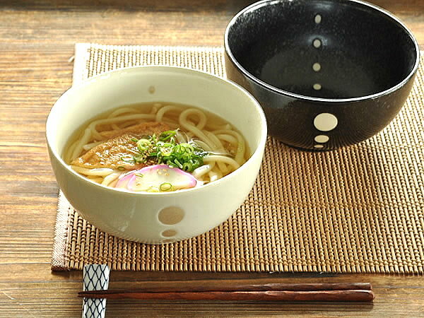 食器 和食器 おしゃれ どんぶり 水玉ドットうどん鉢 モダン 丼 美濃焼 アウトレット カフェ風 電子レンジ対応 食洗機対応