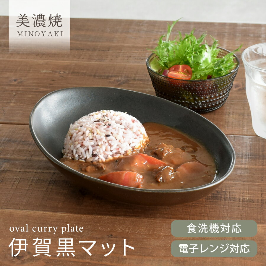 食器 和食器 おしゃれ 皿 カレー皿 （伊賀黒マット）ナチュラルオーバルカレー皿＆パスタ皿 パスタ皿 モダン 美濃焼 ボウル アウトレット カフェ風 電子レンジ対応 食洗機対応 ／hitotoki ひととき