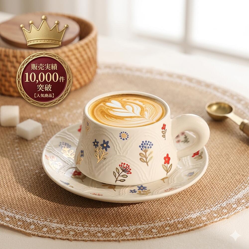 ＼楽天1位獲得！ ／ 美しい 花柄 マグカップ＆プレート 白陶器 コップ カップ かわいい マグ ソーサー セット 洋食器 コーヒー 紅茶カップ レストラン 和風食器 皿 レトロ 和食器 おしゃれ ペアマグ 喫茶店 誕生日 母の日 プレゼントお祝い 敬老の日 Kiyokyou