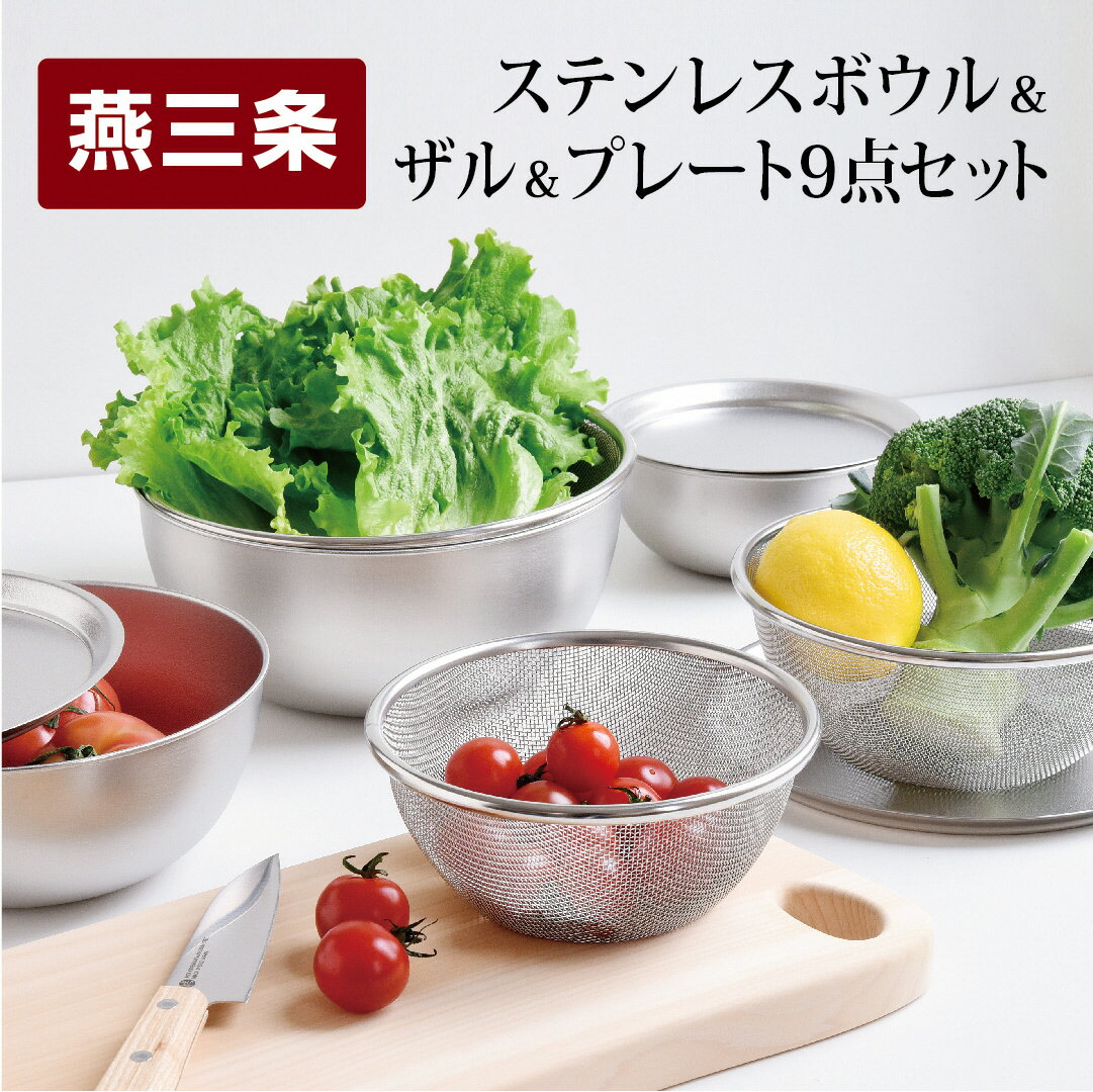 【ふるさと納税】ステンレスボウル&amp;プレート&amp;ザル9点セット 燕三条製 アーネスト 三条市 キズが目立ちにくい ざる キッチンツール キッチン用品 調理器具 調理用品 新生活 一人暮らし 仕送り【020P104】