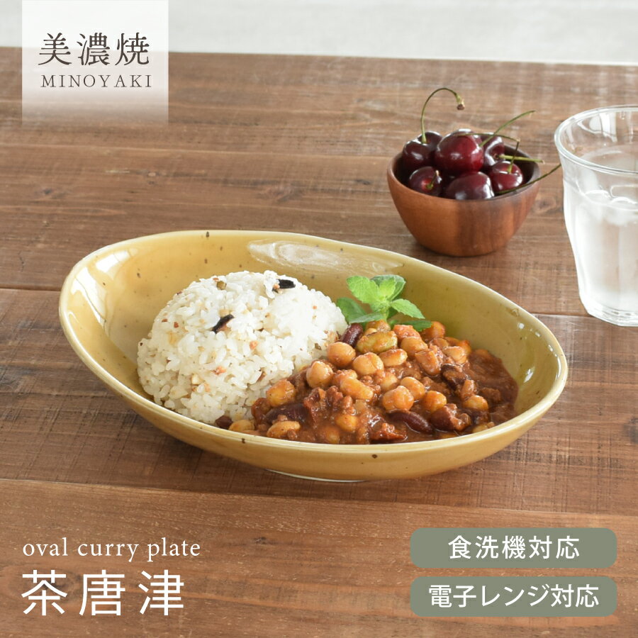【クーポン配布中！】食器 和食器 おしゃれ 皿 カレー皿 （茶唐津）ナチュラルオーバルカレー皿＆パスタ皿 パスタ皿 モダン 美濃焼 ボウル カフェ風 電子レンジ対応 食洗機対応 ／hitotoki ひととき