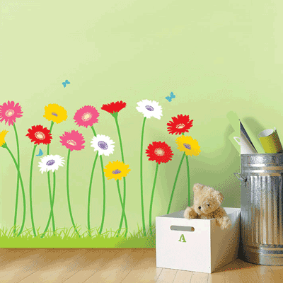 ウォールステッカー ガーベラ ウォールステッカー 花 壁シール 壁紙シール wall sticker 北欧 壁デコシール