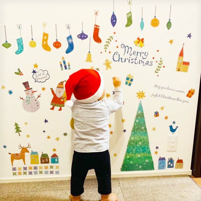ウォールステッカー クリスマス 飾り 【フェアリーツリー】 はがせる 壁 壁紙 シール ステッカー クリスマス装飾 飾りつけ おしゃれ かわいい 北欧 カラフル クリスマスツリー ツリー サンタ リース オーナメント タペストリー もみの木 簡単 貼れる 壁紙シール