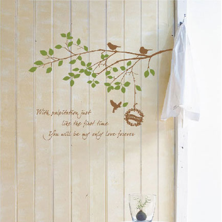 ウォールステッカー 植物 おしゃれ 北欧 木 ルームステッカー インテリアシール ウオールステッカー 壁シール wallsticker 転写 ナチュラル 壁紙　BIRDHARMONY COLOURS バードハーモニー グリーン DIY