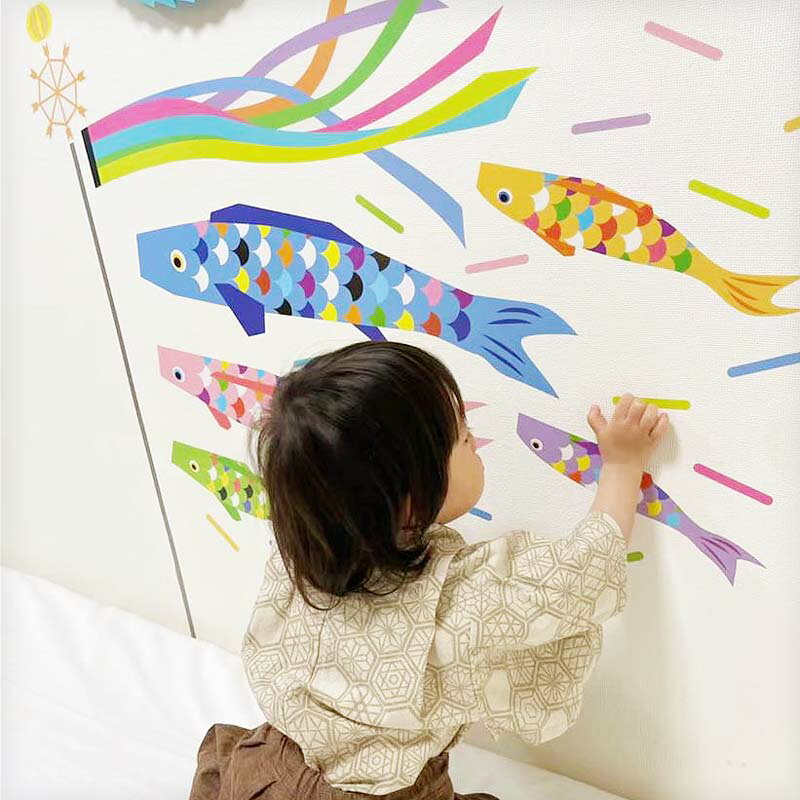 鯉のぼり こどもの日 飾り はがせる ウォールステッカー 【パステルこいのぼり】 壁 シール ステッカー 壁紙 大きい 飾りつけ おしゃれ 子供の日 兜 名前旗 インテリア 室内用 室内 端午の節句 節句 初節句 男の子 女の子 手作りキット タペストリー 置物 矢車