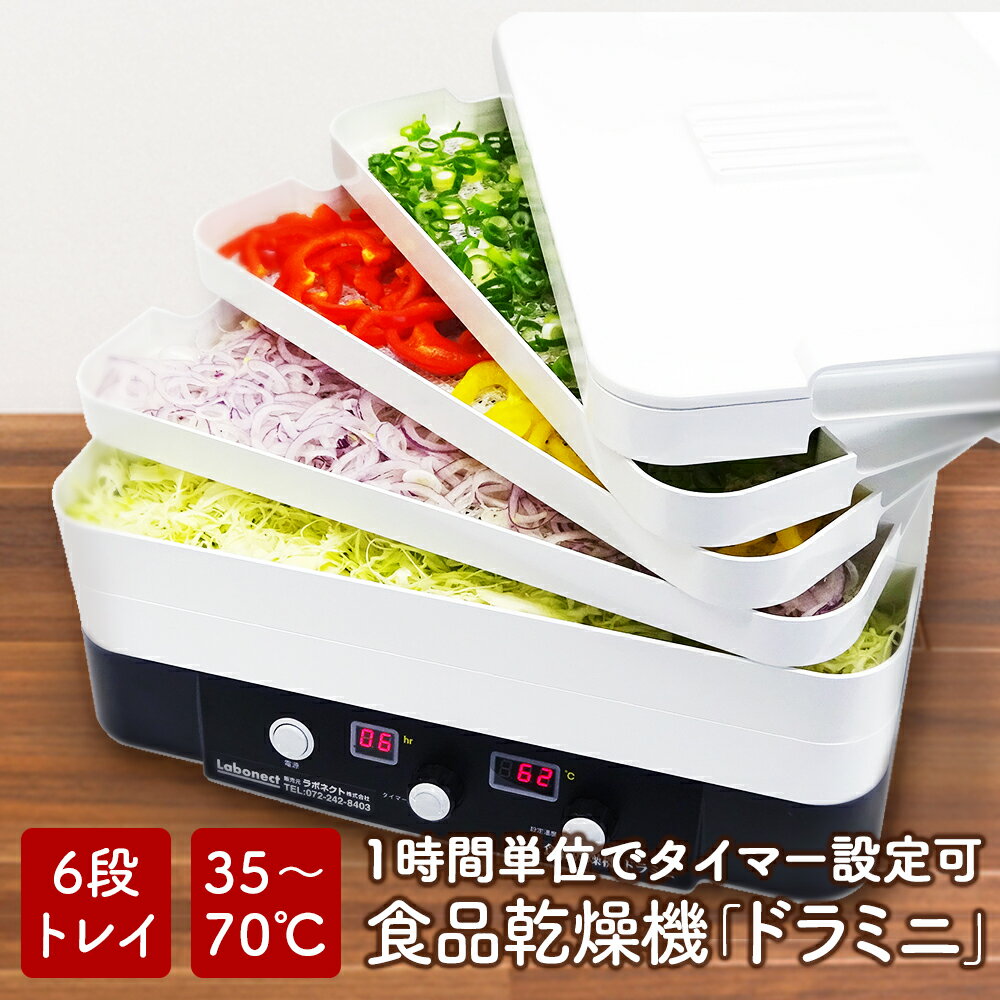 フードドライヤー 食品乾燥機 ドライフルーツメーカー 「ドラミニ」 家庭用 業務用 タイマー1～99時間 温度調節35～70℃ 干し野菜、ドライフルーツ、ジャーキー、アイシングクッキーなどが作れるフードドライヤー