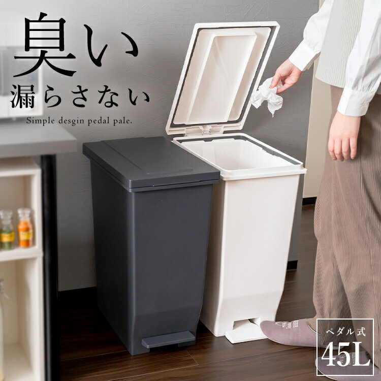 ゴミ箱 分別 スリム 45リットル ペダル ランキング受賞 おしゃれ キッチン ふた付き 蓋付き 分別ゴミ箱 縦型 大容量 密閉 ワゴン 45l ダストボックス 防臭 臭わない 生ゴミ パッキン付き ブラック ホワイト 【 アスベル エバン ASVEL EBAN 45L 単体 2個セット 3個セット 】