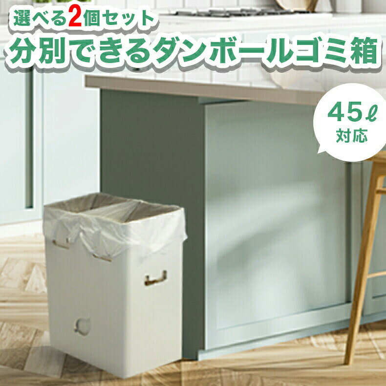 ゴミ袋が沈まない 分別ゴミ箱 2WAYダストボックス 2個 段ボール ダンボール 箱 ボックス 45L 45リットル 20L 20リットル ゴミばこ ごみ箱 ごみばこ おしゃれ かわいい 分別 eco エコ 家 会社 アウトドア キャンプ BBQ 2セット