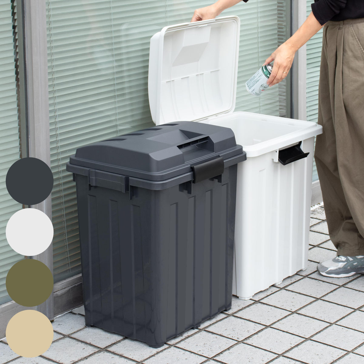 ゴミ箱 70L 屋外兼用 連結ハンドルペール （ ごみ箱 70リットル 屋外 屋内 大容量 連結可能 ハンドル 外用 大きい ふた付き シンプル おしゃれ ハンドルペール 分別 収納庫 ストッカー 収納 玄関 ）【39ショップ】