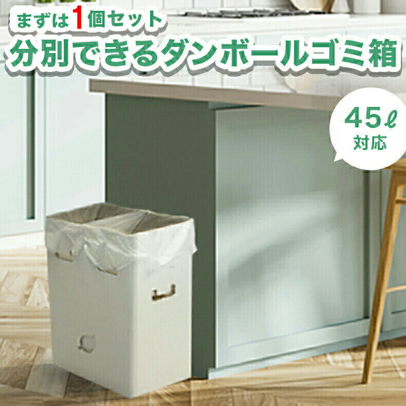 ゴミ袋が沈まない 分別ゴミ箱 2WAYダストボックス 1個 段ボール ダンボール 箱 ボックス 45L 45リットル 20L 20リットル ゴミばこ ごみ箱 ごみばこ おしゃれ かわいい 分別 eco エコ 家 会社 アウトドア キャンプ BBQ 1セット
