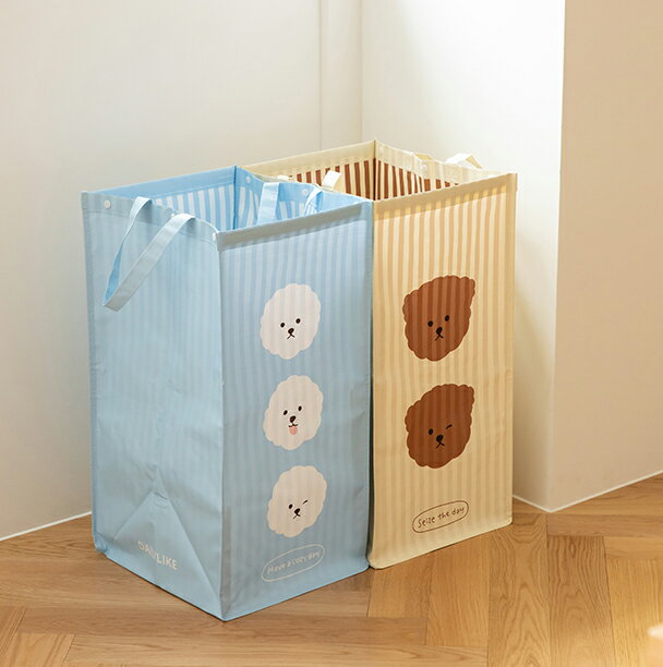 分別リサイクルバッグ（2P） Tarpaulin bag set – 01ビション＆プードル／デイリーライク Dailylike おしゃれ 分別ゴミ箱 ごみ箱 ランドリーバッグ 収納ボックス 収納バッグ おもちゃ収納 防水 ターポリン アウトドア 韓国【宅無】