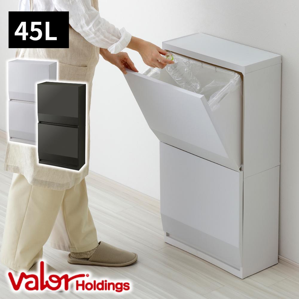 ＼レビュー特典有／2025新商品 通路で使える ワイド 分別 ゴミ箱 2段 45L 45リットル 【在庫有り】| ごみ箱 ごみばこ ダストボックス ダストBOX ストッカー 縦型 スリム コンパクト 省スペース プラスチック ふた付き フタ付き 蓋付き ペダル 日本製 缶 ビン ペットボトル