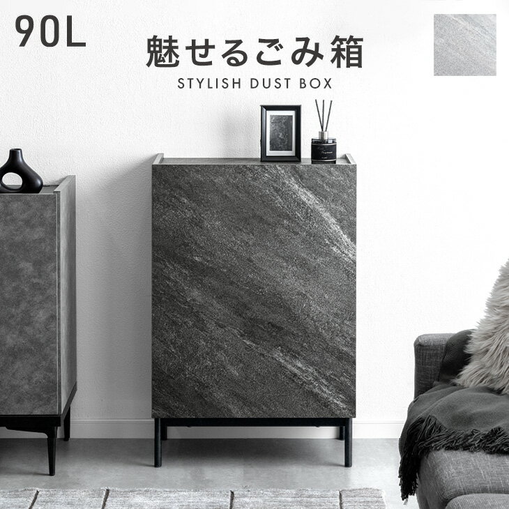 隠すから魅せるへ。 ゴミ箱 石目調 大容量 45L 90L 隠せる 目隠し ごみ箱 ダストボックス 分別ゴミ箱 分類ゴミ箱 キャビネット風 ペールストッカー 4分別 分別 ゴミ袋 45リットル ×2 90l 四角 スリム リビング キッチン 石目 ストーン調 おしゃれ