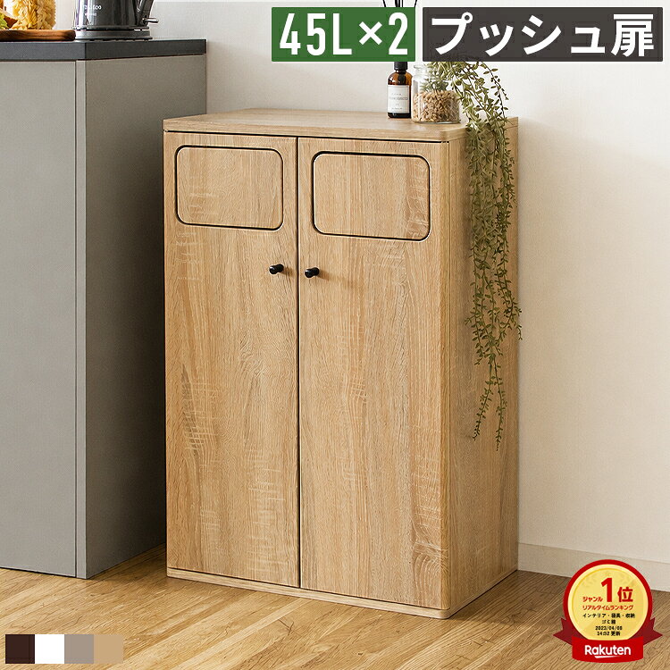 ゴミ箱 分別 45L×2 プッシュ扉 2分別 スリム 薄型 ダストボックス ごみ箱 45リットル 90L 2連式 分別ゴミ箱 木目調 大理石柄 省スペース 幅50cm 奥行30cm ふた付き 中身が見えない 縦型 大容量 キッチンペール 台所 洗面所 リビング 北欧 おしゃれ 韓国インテリア 木製 白