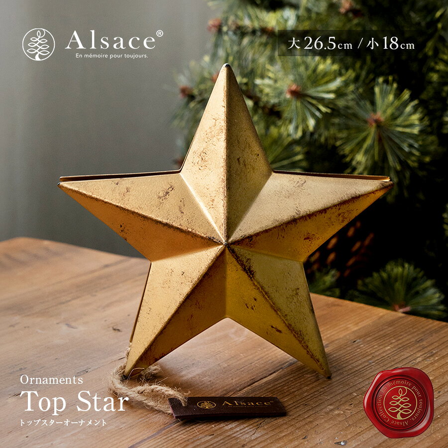 【P3倍 10/31 23:59迄】【公式 Alsace(R) 正規品】クリスマス オーナメント 星 トップスター ツリートップ アンティーク スチール ゴールド 塗装 1p 金属製 クリスマスツリー アルザス 金 北欧 おしゃれ アルザスツリー クリスマスツリー 星 トップ 飾り 柊