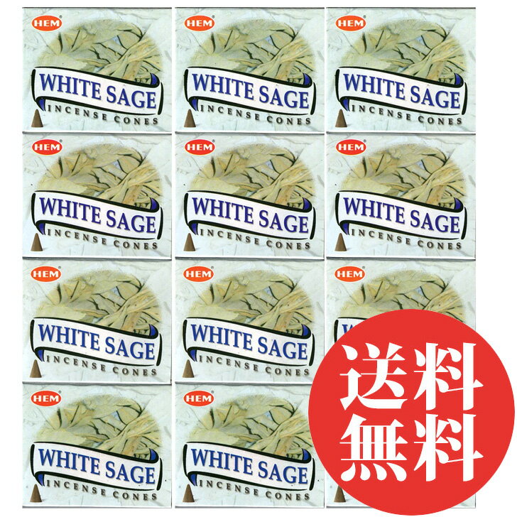 お香 ホワイトセージ コーン HEM 12箱セット！ 浄化 コーン型 送料無料 お香セット おしゃれ リラックス ギフト インド香 hem 三角 三角香 ヘム ホワイトセイジ 香りの専門店 再入荷