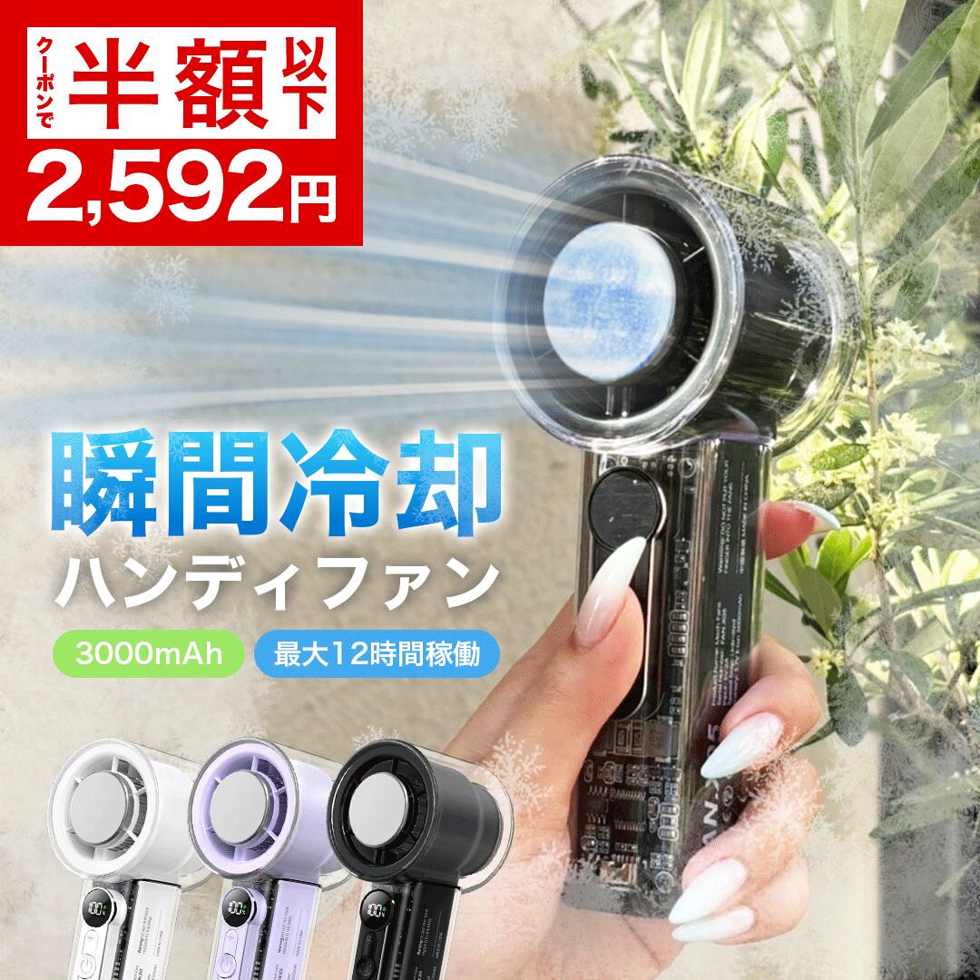 【夏前限定★最大55%OFF】楽天1位 瞬間冷却 強風ハンディファン スケルトンデザイン 冷却プレート搭載 小型 大風量 携帯扇風機 軽量 静音 Type-C対応 風量100段階 卓上OK ハイパワー 通勤 通学 旅行 レジャー ギフト 熱中症対策 暑さ対策 ペルチェ