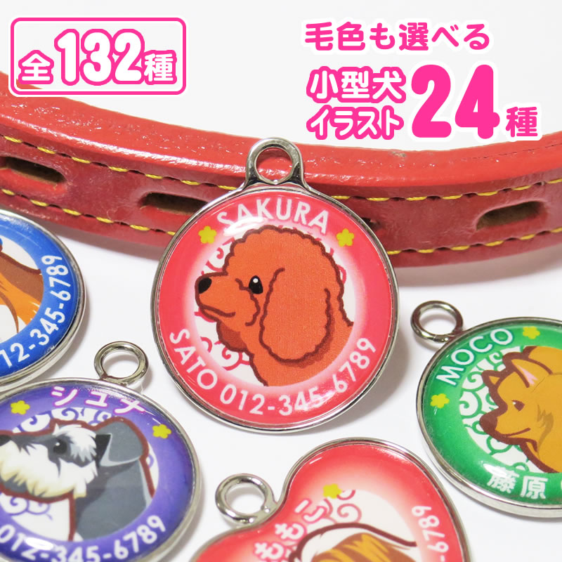 迷子札（小型犬イラスト） トイプードル チワワ ダックスフンド ポメラニアン ミニチュアシュナウザー ヨークシャーテリア フレンチブルドック シーズー マルチーズ パグ コーギー パピヨン キャバリア ミニチュアピンシャー ペキニーズ 犬 グッズ 雑貨トイプードルグッズ