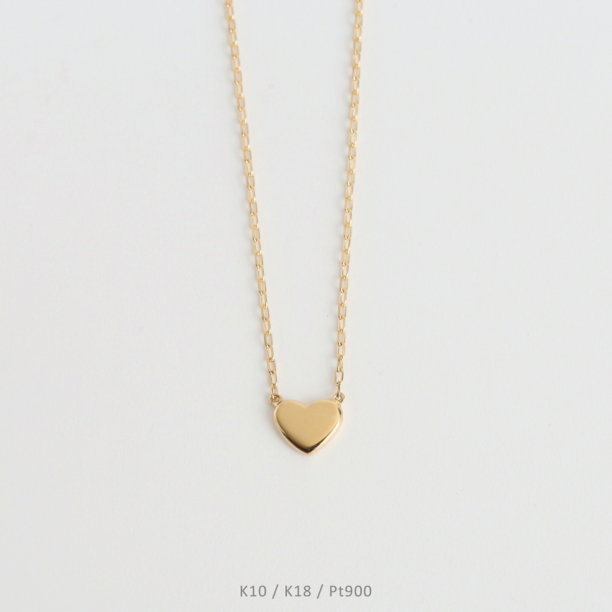 【Tiera Necklace】 K10/K18/Pt900 ハート モチーフ プレート 地金 ネックレス 10金 10k k10 18金 18k k18 pt900 イエローゴールド ピンクゴールド ホワイトゴールド プラチナ かわいい ペンダント シンプル プレゼント ギフト