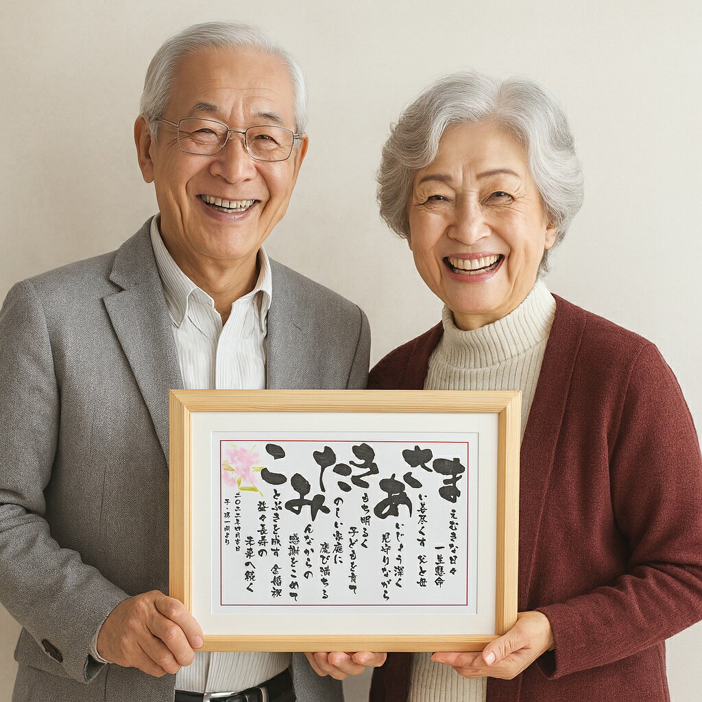 金婚式 銀婚式 珊瑚婚式 真珠婚式 ルビー婚式 プレゼント 両親 お祝い 名前 入り ポエム 詩 ネームインポエム 結婚記念日 ダイヤモンド婚 金婚祝い 銀婚祝い 名入れ ギフト 1周年 10周年 20周年 30周年【 いわいうた （Mサイズ）】