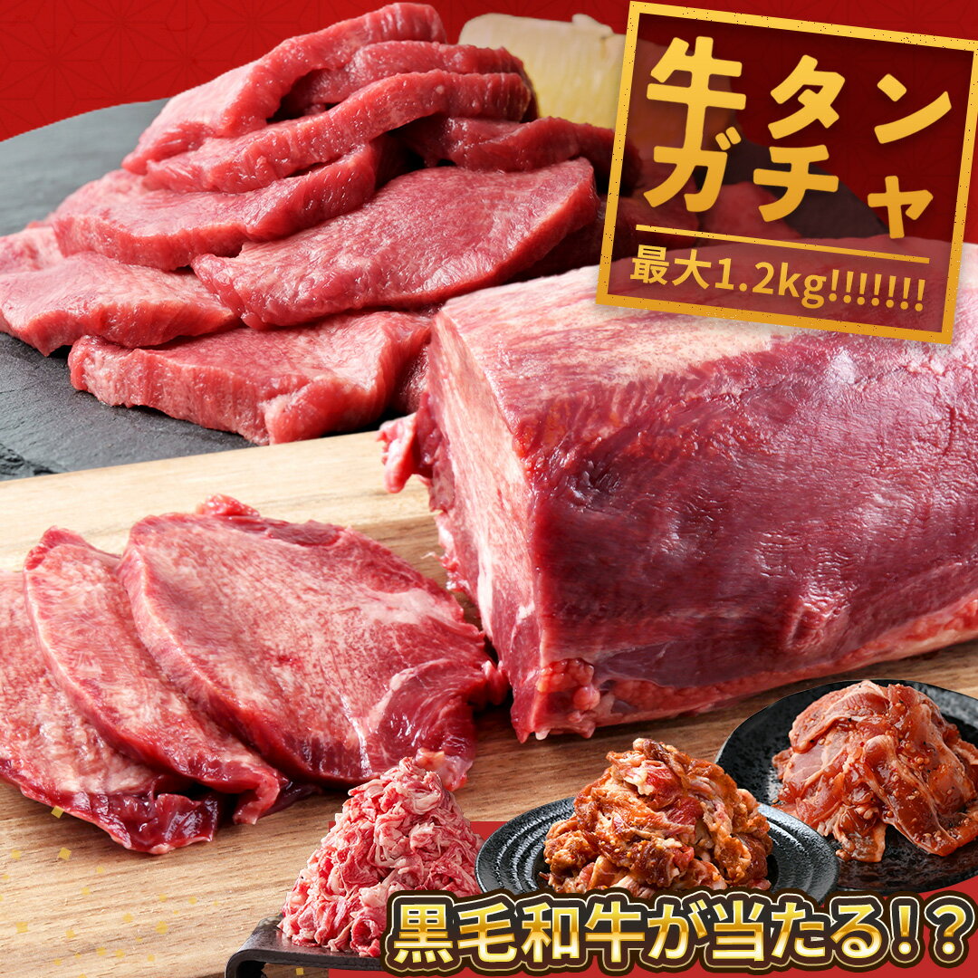 【 最大1.2kg！牛タン ブロック ガチャ 】A5黒毛和牛が当たるかも！ 大容量 BBQ バーベキュー 送料無料 牛たん 薄切り スライス 焼肉 1kg 牛タンブロック 厚切り牛タン ステーキ タン 牛