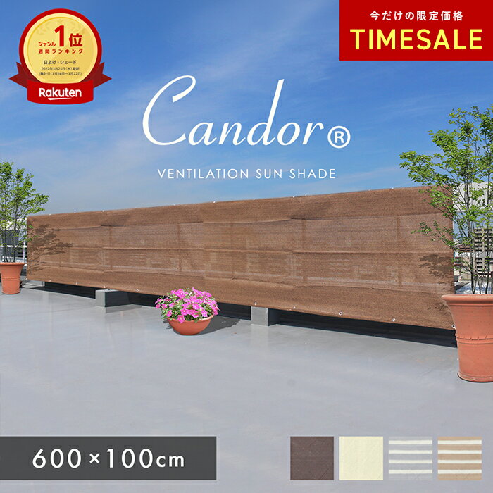 【 限定価格〜6/11まで 】高評価4.58★ 19週連続1位受賞【 品質で選ぶならCandor 】 日よけ シェード 【通気 600×100cm】日よけシェード おしゃれ スクリーン バルコニー オーニング 目隠し サンシェード 窓 ベランダ 6m 大型 日除け シェード 屋外 柊