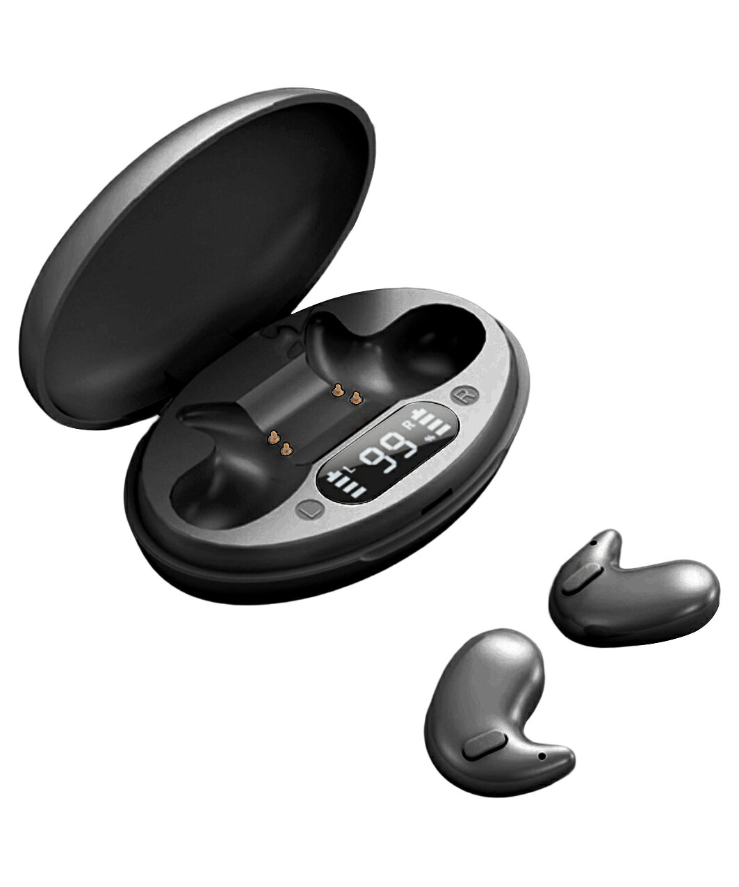 Kandar 寝ホン 睡眠用イヤホン 痛くない ワイヤレス Bluetooth 【昼夜兼用イヤホン&amp;睡眠改善インストラクター監修】 寝ながら ワイヤレスイヤホン ミニサイズ 超小型 インナーイヤー型 左右分離型 片耳/両耳 Type‐C iOS Android (ブラック（マット）)/slear003001