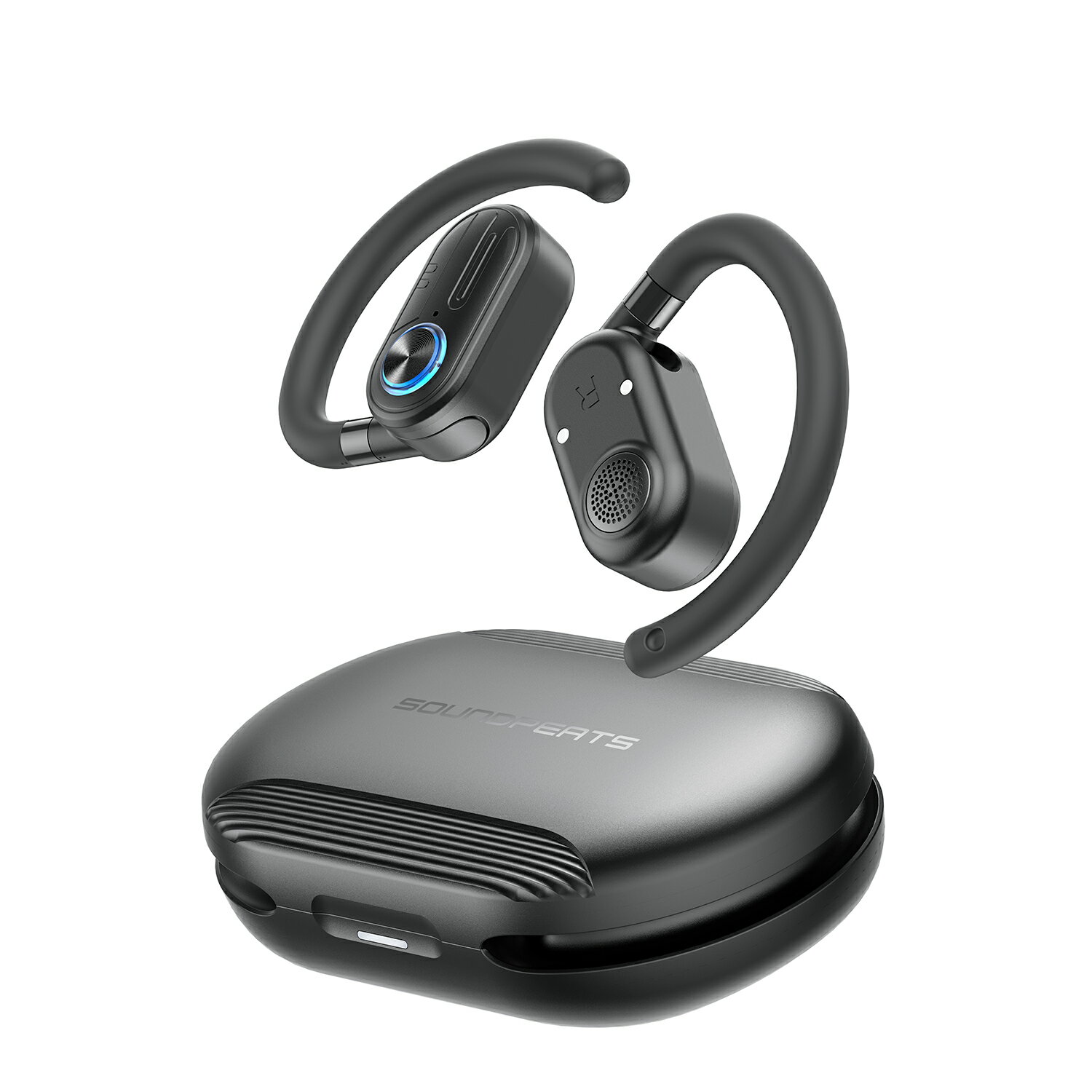 オープンイヤー ワイヤレスイヤホン SOUNDPEATS linkfree Bluetooth5.3 3D調整式 折りたたみ 軽量7.83g 12×17mmドライバー AI通話ノイズキャンセリング 最大25時間再生 IPX4防水 ゲームモード対応 公式アプリ対応