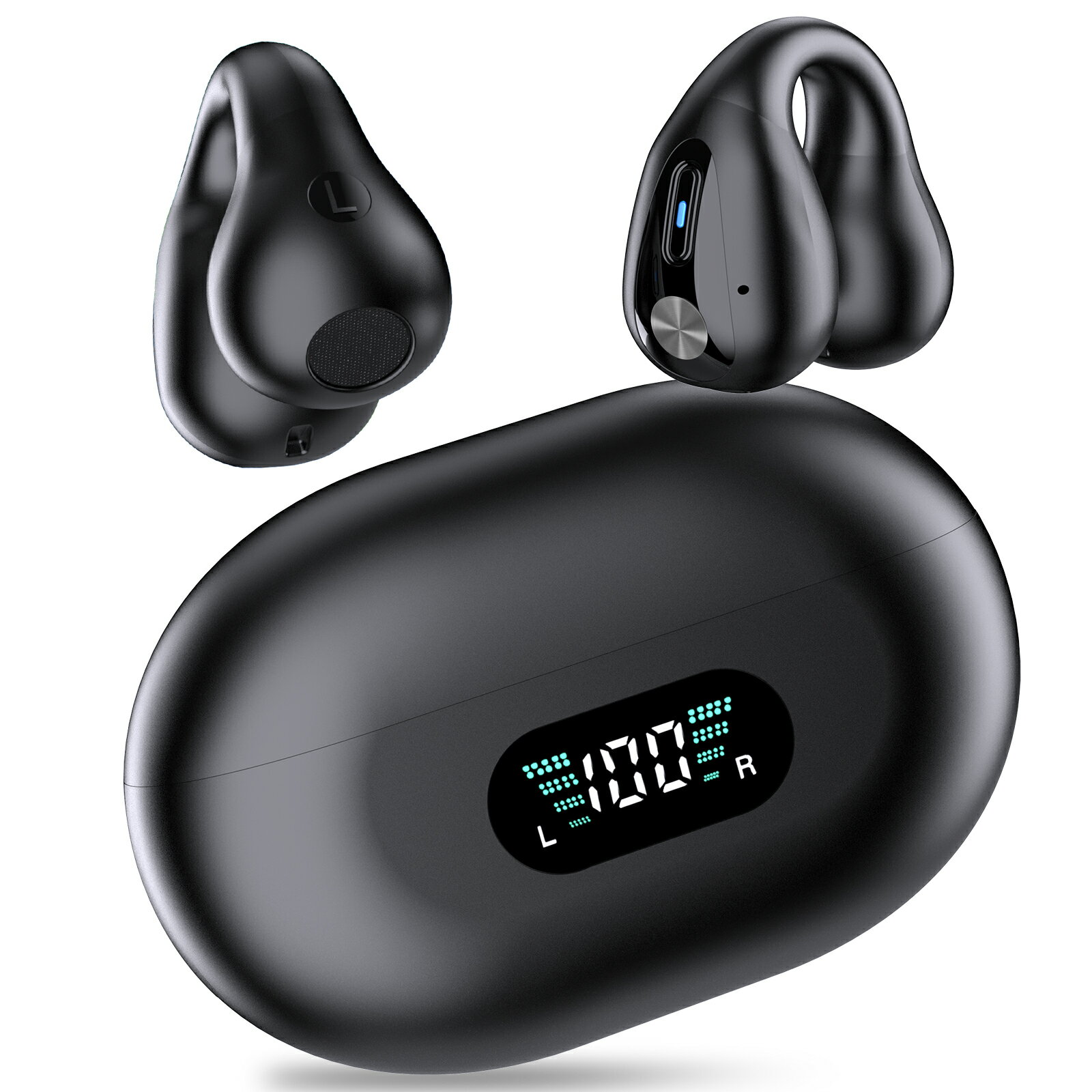 【2024新モデル イヤーカフ イヤホン】bluetooth イヤホン ワイヤレスイヤホン 耳挟み イヤホン 骨伝導イヤホンの革新型 U形構造 極上のフィット感 Bluetooth5.3 EDR技術 ENCノイズキャンセリング Hi-Fi音質 AAC/SBCに対応