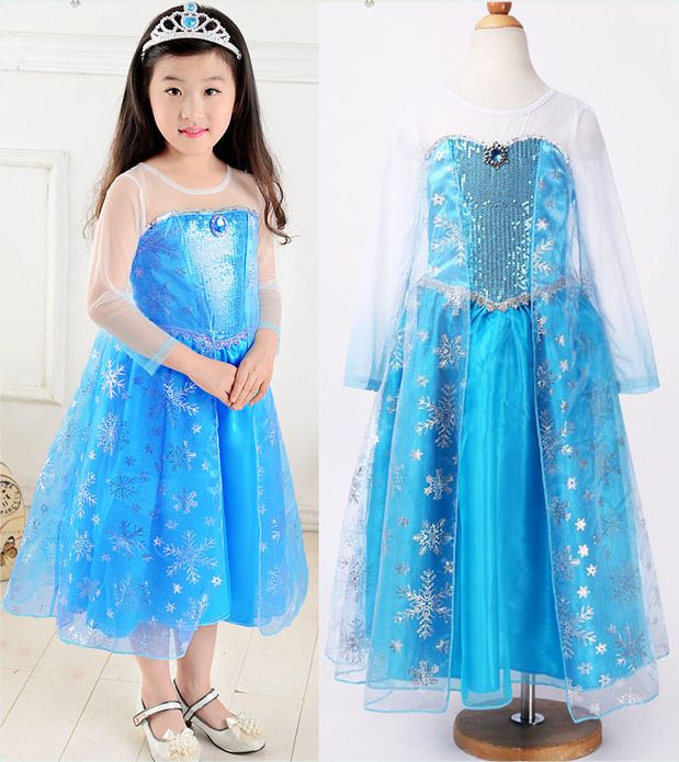 子供ドレス 女の子 長袖 ブルー 100-140cm 子供服 女の子 ドレス キッズドレス こども ドレス キッズ こども服 子ども服 コスチューム 長袖ドレス 子ども服 女の子 発表会 七五三