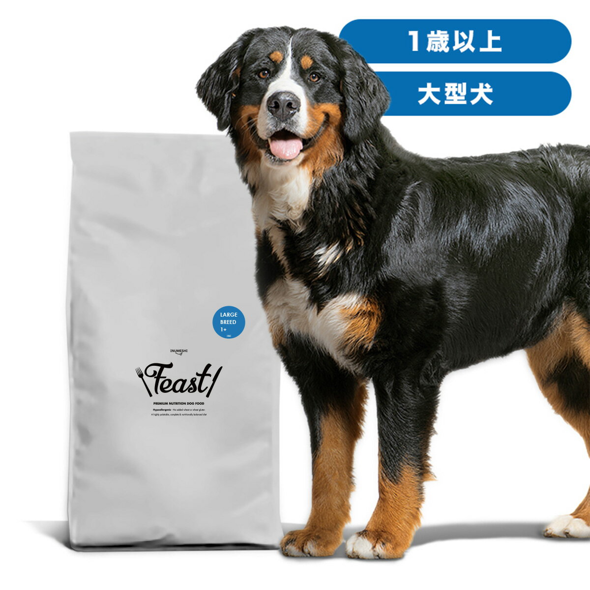 INUMESHI　フィースト　1歳以上　大型犬用　15kg　ブリーダーパック　ドッグフード　成犬用　高齢犬用　大粒　大容量　大袋