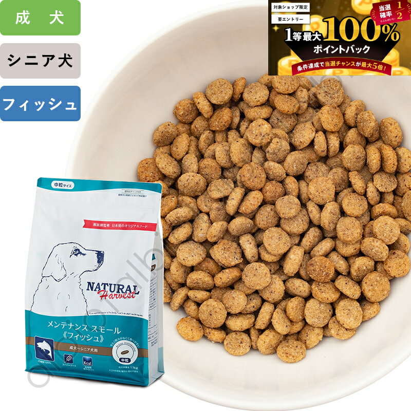 【6月10日限定 要エントリーで1等最大100%ポイントバック！】【SS限定、要エントリーで更にP5倍！】ナチュラルハーベスト メンテナンス スモール フィッシュ (標準粒＝中粒) ドッグフード 犬 ドライフード