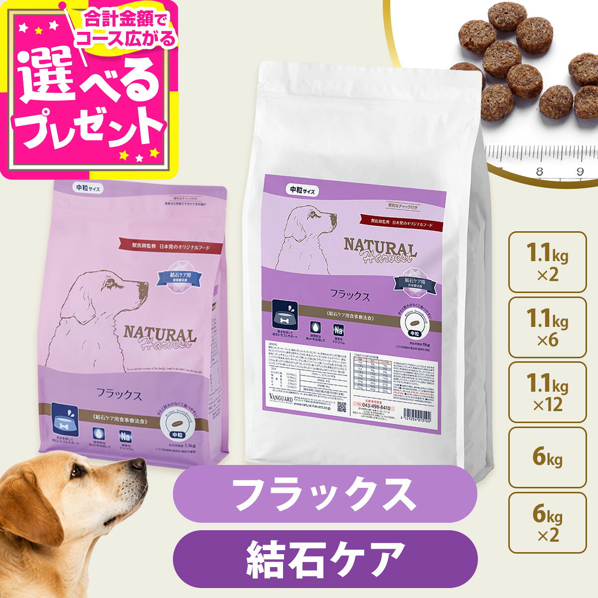 【順次パッケージ変更】ナチュラルハーベスト フラックス 結石ケア用 ドッグフード 療法食 成犬 シニア犬 結石 尿路ケア ドックフード【D】