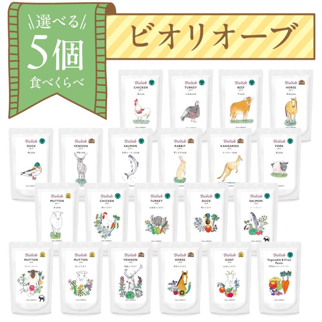 【店内2点以上でP最大10倍★要エントリ】 ウエットフード 犬 お試し ビオリオーブ 21種から選べる5個 ヘルマン ドックフード 犬 トッピング 犬 ごはん トッピング 犬 ドックフード お試し ドックフード 無添加 シニア 成犬 食いつき 良い ド
