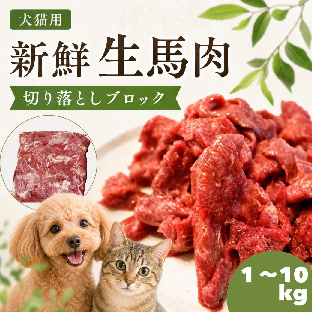 【赤身1Kg～】《業務用簡易パック》カナダ産【カタマリ】馬肉切り落とし 1Kg～　ペッフード　ドックフード　キャットフード
